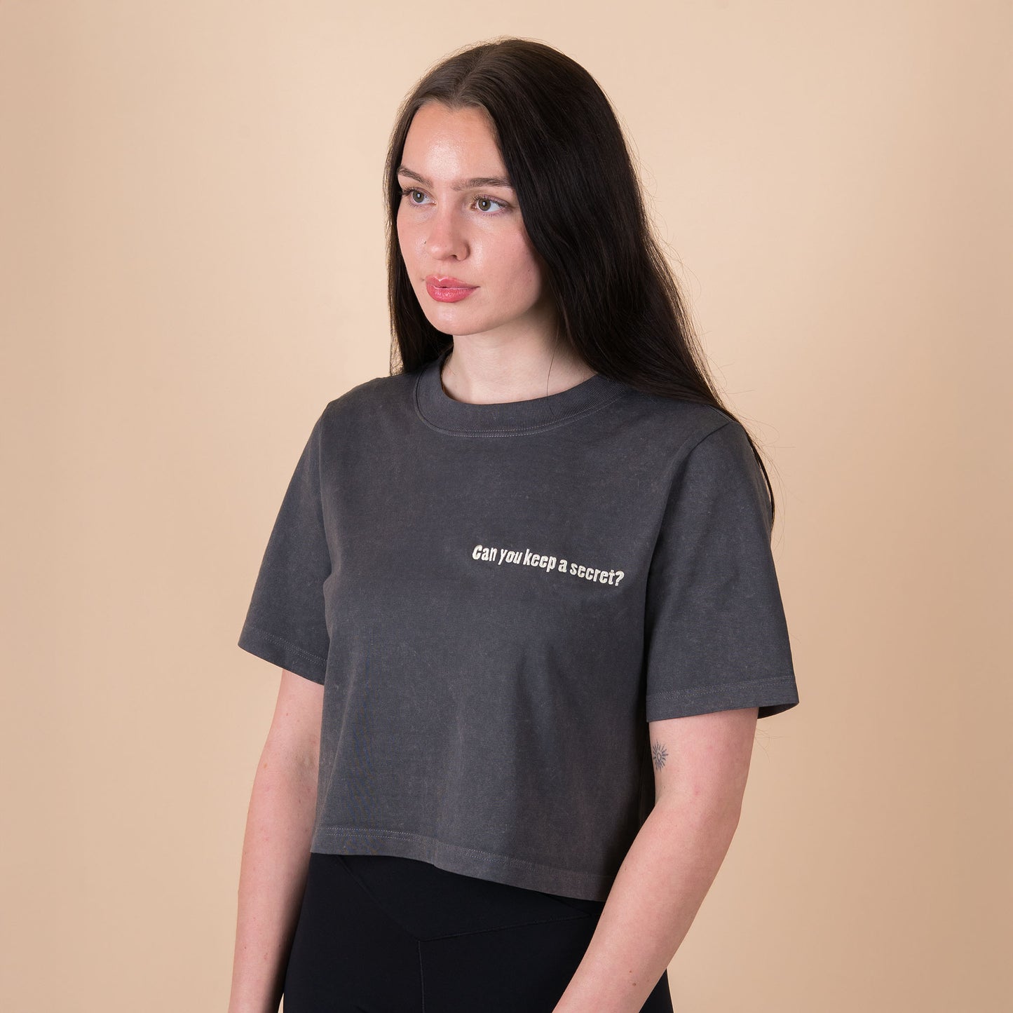 Q3 Can you keep a secret? - Acid Charcoal Crop Top