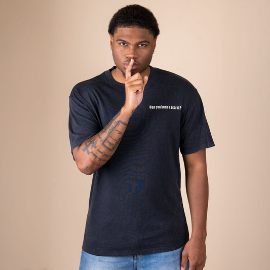 Q3 Can you keep a secret? - Acid Black T-Shirt