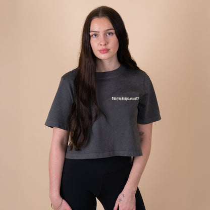 Q3 Can you keep a secret? - Acid Charcoal Crop Top