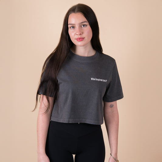 Q1 Who inspires you? - Acid Charcoal Crop Top