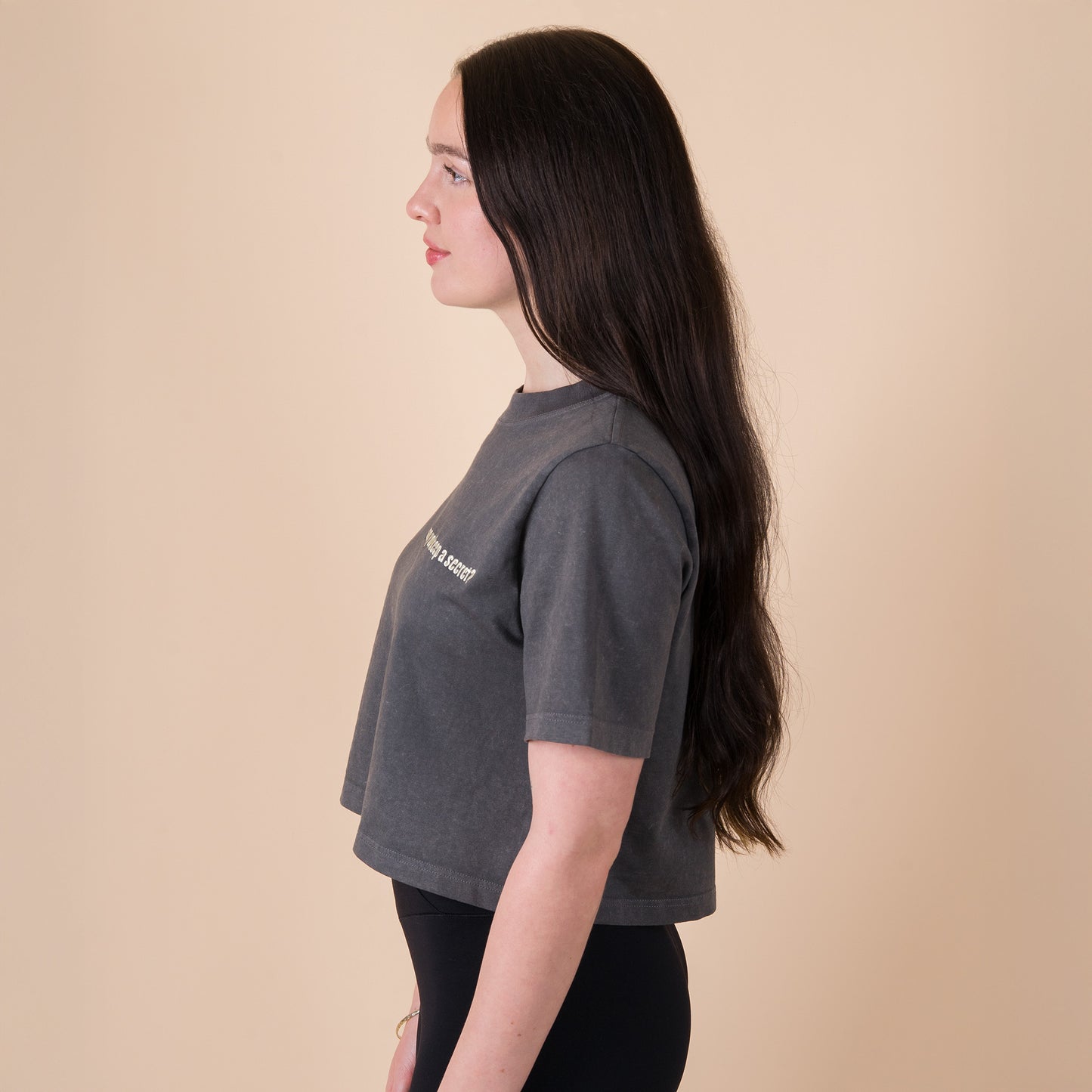 Q3 Can you keep a secret? - Acid Charcoal Crop Top